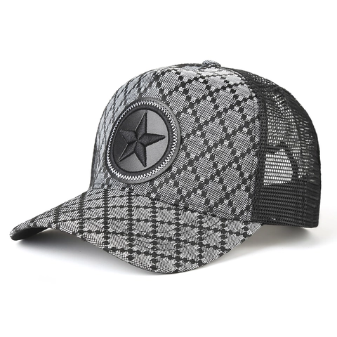 Trucker Hat Mesh Honkbalpet Ademend Zonbescherming Outdoor Verstelbaar Ster Patch Polyester Katoen Unisex