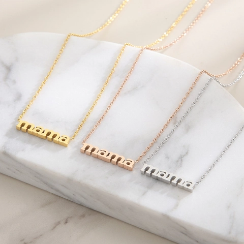 Mama Buchstaben Anhänger Halskette Edelstahl Schmuck Geschenk Für Frauen Mutter Mode Alltag