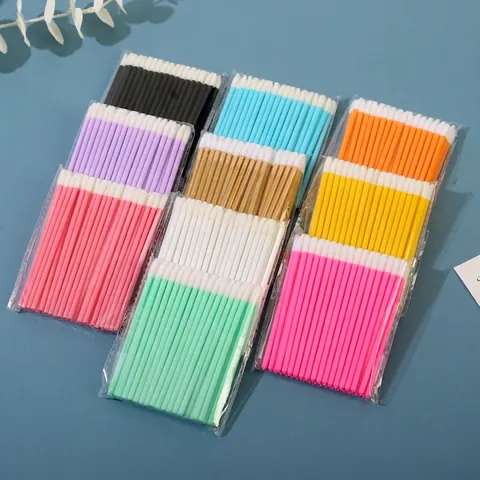 Disposable Hollow Lip Brushes Flocked Head Plastic Handle Wands For Lip Gloss Lipstick Makeup Application Multi-Color Portable