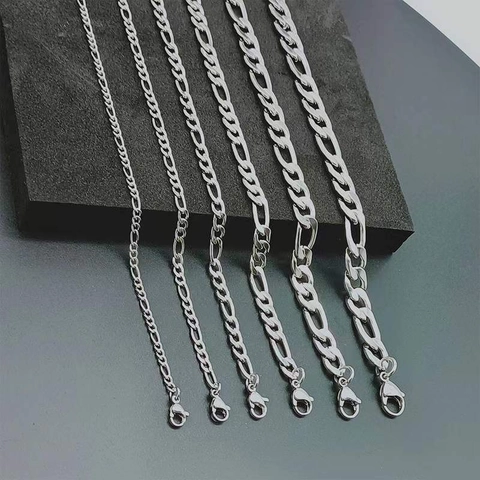 Figaro Chain Necklace Stainless Steel For Men Women Punk Hip Hop Style Minimalist Clavicle Neck Jewelry Accessory