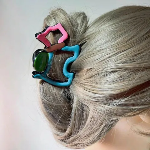 Pince À Cheveux Cartoon Chien Chat Animal Fruits Color Block Acétate Acrylique Griffe À Cheveux Style Coréen Pour Femmes