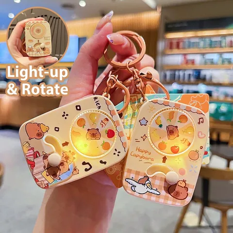 Capybara Spinner Schlüsselanhänger LED Leuchtendes Interaktives Stressabbau Spielzeug Cartoon Plastik Taschenanhänger