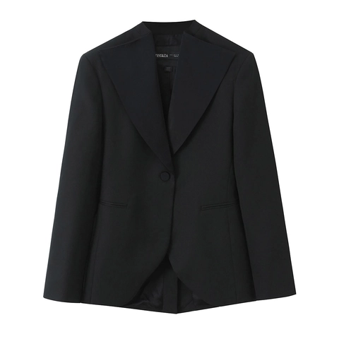 Blazer Y Pantalones De Talle Alto Pierna Ancha Traje Ajustado Color Sólido Poliéster Oficina Mujeres