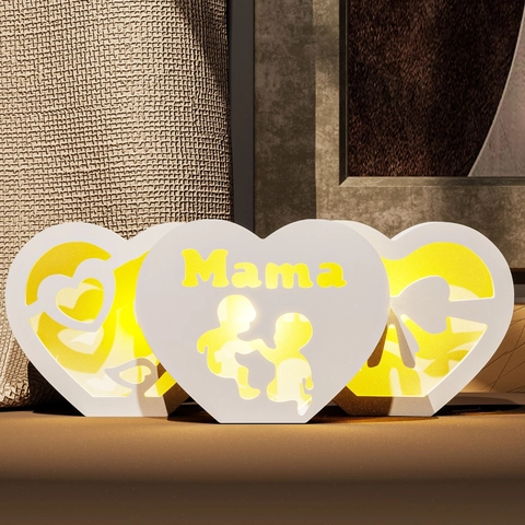 Heart Shaped Silicone Mold For DIY Resin Night Light Mama Mother And Child Design Mother's Day Home Decor Craft