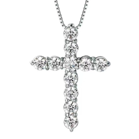 Collana Con Pendente a Croce in Argento Sterling 925 Con Pietre in Zirconia AAA Per Donna Uomo Gioielli Da Collo Di Lusso