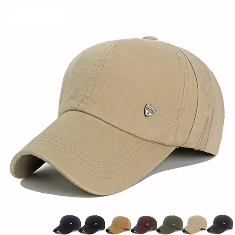 Cappello Da Baseball Vintage In Cotone Lavato Con Distintivo In Metallo Ricamo Chapeau Da Sole Regolabile Unisex