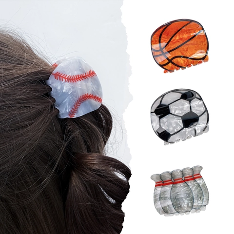 Sport Thema Haarklammer Basketball Fußball Baseball Tennis Bowling Acetat Acryl Haar Hai Clip Für Frauen Mädchen Accessoire