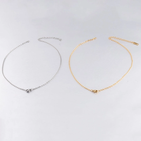 Collar Cadena Minimalista Acero Inoxidable 304 Mujer Pulido Espejo Eslabones Finos Chapado Vacío Joyería Oro Plata