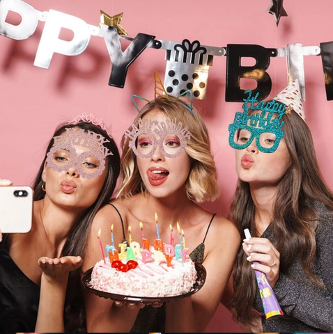 Glitter Happy Birthday Letter Party Glasses Funny Star Decoration Eyewear Photo Props For Kids Adults Birthday Celebration