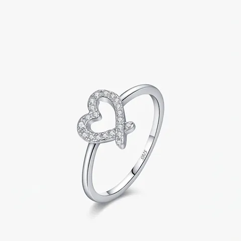 Moissanit Herz Ring 925 Sterling Silber Unregelmäßige Offene Herzform Eleganter Schmuck Für Frauen D Farbe VVS1 Reinheit
