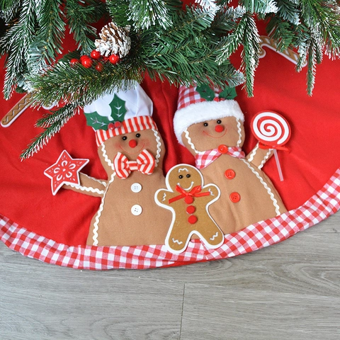 Kerstboomrok 3D Gemberkoekmannetje Kerstman Sneeuwpop Polyester Kunstbont Feestdagen Decoratie Xmas Mat
