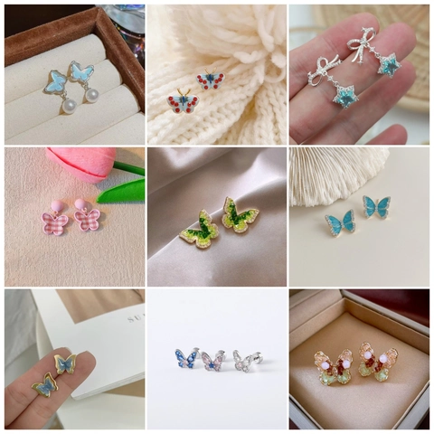 Orecchini Da Donna A Forma Di Cuore Dolce Con Fiocco Di Fiori Perla Imitazione Lega E Strass 1 Paio
