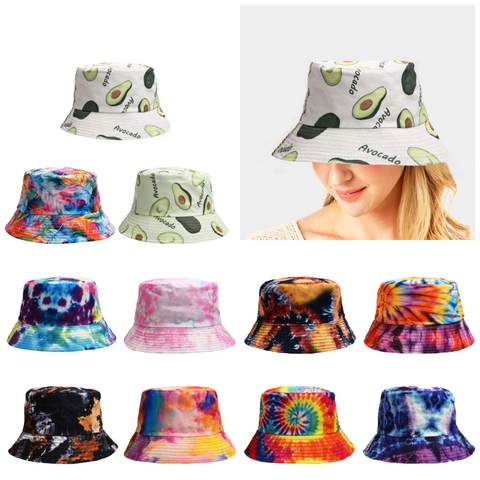 Tie Dye Bucket Hat Cotton Polyester Sun Protection Outdoor Streetwear Hip Hop Fisherman Cap For Men Women