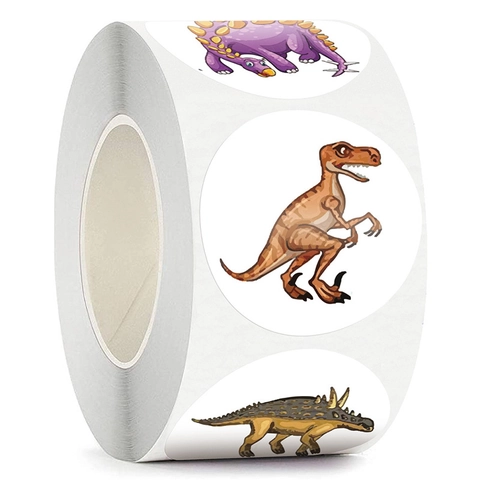 Cartoon Dinosaur Reward Stickers Roll For Kids Encouragement Stickers For Teachers Classroom School Decoration Labels Colorful Animal Pattern Sealing Stickers