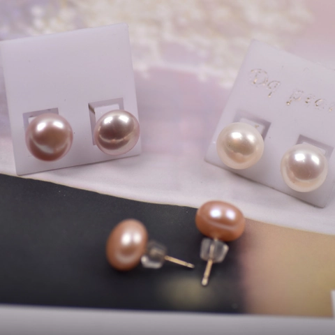Natural Freshwater Pearl Stud Earrings With 925 Sterling Silver Earring Post Simple Sweet Round Elegant Women Jewelry