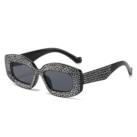 Occhiali Da Sole Occhio Di Gatto Con Strass Donna Vintage Quadrati Montatura Polycarbonato Protezione UV400 Festa Moda Y2K