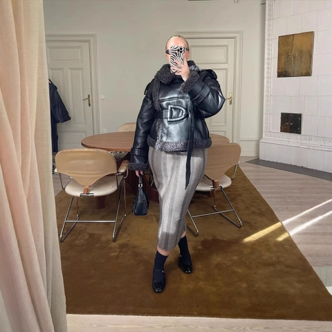 Chaqueta De Piel Sintética Para Mujer Cuero Artificial Negro Forrado Solapa Motero Aviador Abrigo Con Cinturón