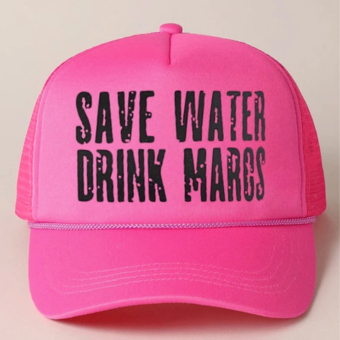 Save Water Drink Margs Trucker Hat Atmungsaktives Mesh Polyester Gebogener Schirm Verstellbar Outdoor Sommer Sonnenschutz