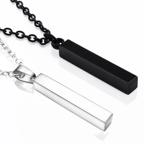 Cylindrical Pillar Pendant Necklace Stainless Steel Geometric Bar Minimalist Jewelry Accessory For Men Women Couples