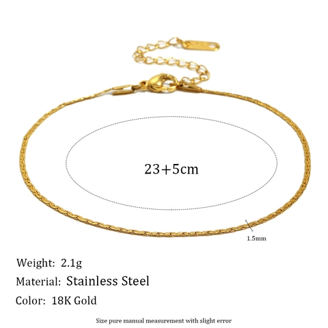 Minimalistische 18K Vergoldete Edelstahl Flache Schlangenkette Fußkettchen Für Frauen Hip Hop Punk Stil Schmuck