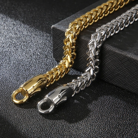 Bracelet Chaîne Franco Homme Acier Inoxydable 316L Tissage Double Rangée Style Hip Hop Industriel Bijoux Polis