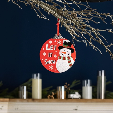 Christmas Tree Hanging Ornaments Santa Claus Snowman Printed Cardboard Signs Glitter Holiday Decorations For Home Wall Window Party Decor