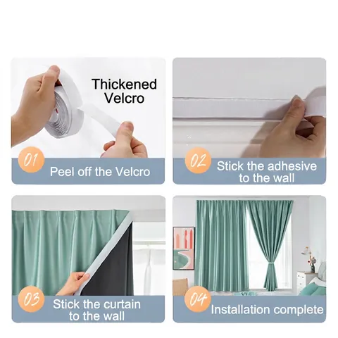 Tende Oscuranti Totali Poliestere Velcro Installazione Senza Fori Blocco Luce Isolamento Termico Camera Da Letto Moderna