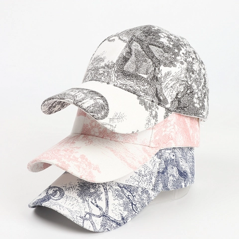 Baseball Cap Baumwolle Toile De Jouy Druck Atmungsaktiv Sonnenschutz Outdoor Vintage Landschaftsmuster Für Herren Damen