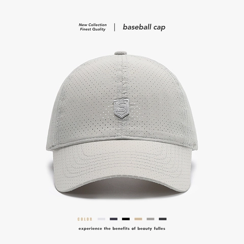 Men Laser Perforated Baseball Cap Nylon Breathable Quick Drying Summer Outdoor Sun Hat Adjustable Sports