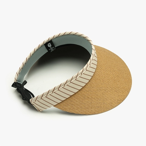 Women Empty Top Sun Hat Paper Straw UV Protection Foldable Stripe Summer Beach Travel Adjustable Korean Style Cap