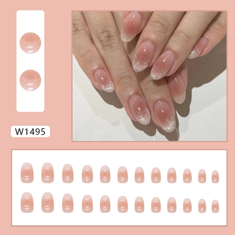 Blush Cat Eye Künstliche Fingernägel Oval Glänzend Gradient Maniküre Tipps Für Frauen Süß Elegant Täglicher Stil