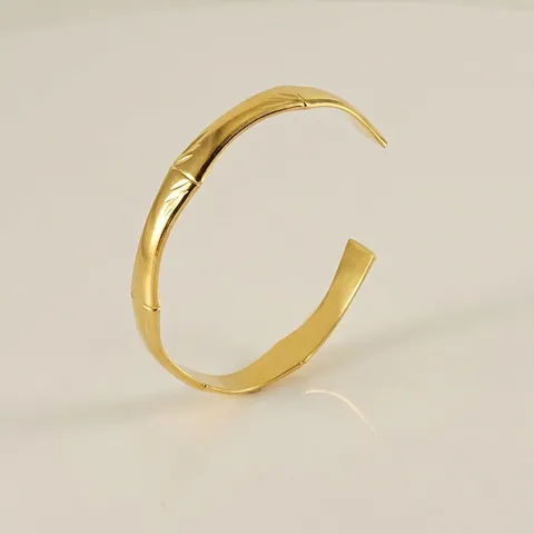 Bamboeknoop Armband 18K Verguld Roestvrij Staal C-Vorm Open Manchet Verstelbare Mode Sieraden Voor Dames
