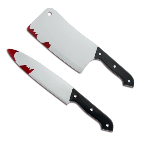Blutiges Plastik Spielzeugmesser Horror Halloween Kostüm Requisite Realistisches Hackmesser Chefmesser Für Maskerade Party Gruseliges Zubehör