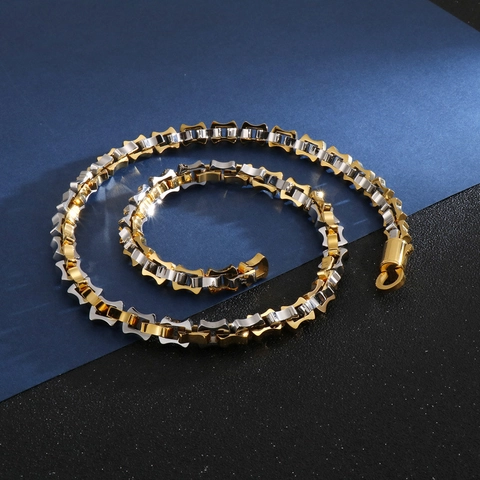 Herren Edelstahl Geometrische Kette Halskette Hip Hop Rock Quadratische Glieder Schmuck Für Club Party