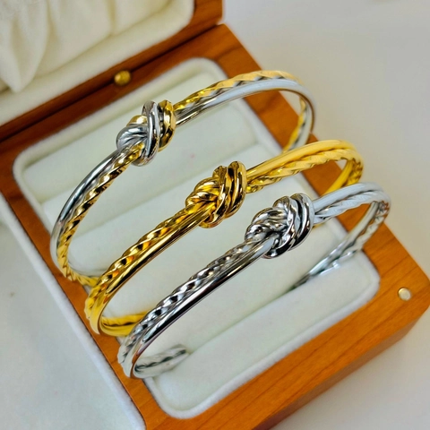 Minimalistisch Roestvrij Staal Knoop Open Armband Vintage Gedraaide Bangle Vacuüm Verguld Mode Sieraden Voor Vrouwen