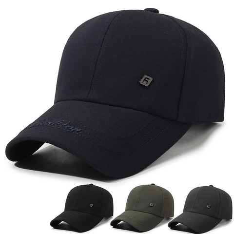 Men's Minimalist Suit Fabric Baseball Cap With Metal F Logo Fashion Embroidery Adjustable Sunshade Outdoor Sports Hat