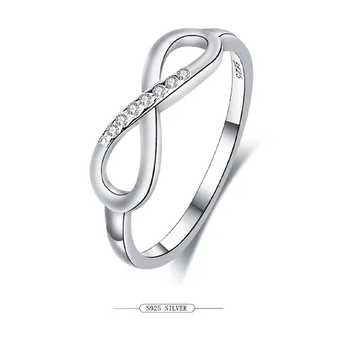 Simbolo dell'Infinito Anello in Argento Sterling 925 Moissanite per Donna Squisito Anello a Forma di Infinito Placcato in Oro Bianco Gioielli Regalo