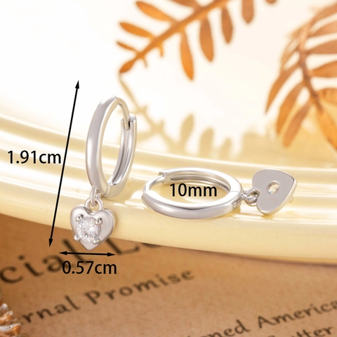 Boucles D'oreilles Créoles Cœur Scintillantes Cuivre Avec Zircone Bijoux Argentés Délicats Pour Femmes Filles