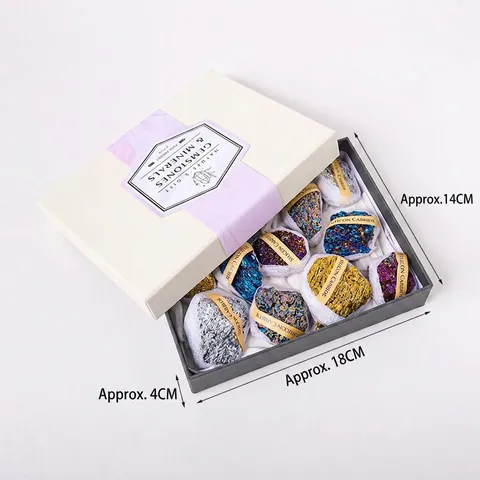 Natural Crystal Mineral Specimens Gift Box Amethyst Aura Quartz Geode Collection Healing Stones Home Decor Ornament