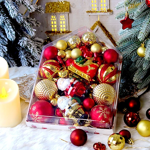 Christmas Tree Ornaments Electroplated Plastic Decorative Balls Santa Claus Sleigh Star Heart For Holiday Home Decor