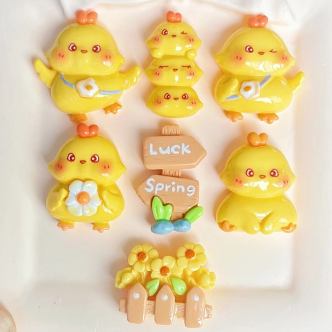 Pulcino Giallo Cartone Animato Ciondoli Miniatura In Resina Accessori Fai Da Te Per Micro Paesaggio Decorazione Cover