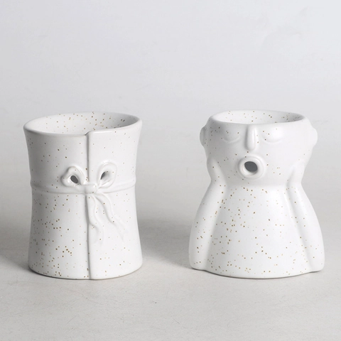 Ceramic Aromatherapy Burner Essential Oil Fragrance Diffuser Abstract Face Decorative Candle Holder Home Decor SPA Aroma Lamp