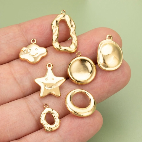Ciondoli In Acciaio Inossidabile Placcati Oro Forme Nuvola Stella Geometriche Per Creazione Gioielli DIY Collane Orecchini Accessori