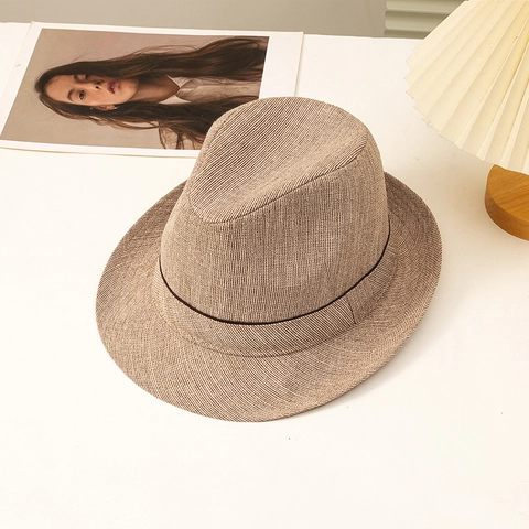 Men Fedora Hat Breathable Woven Viscose Sun Protection Summer British Gentleman Style Outdoor