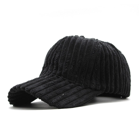 Gorra De Béisbol De Pana Color Sólido Cálida Otoño Invierno Ajustable Retro Ala Curva Sombrero Exterior Unisex