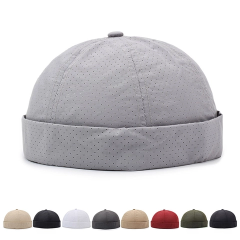 Bonnet Docker Respirant à Séchage Rapide pour Hommes Couleur Unie sans Bord Miki Hat Été Polyester Perforé Streetwear