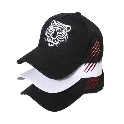 Tiger Head Embroidery Cotton Baseball Cap With Claw Marks Adjustable Hip Hop Streetwear Sun Hat For Unisex