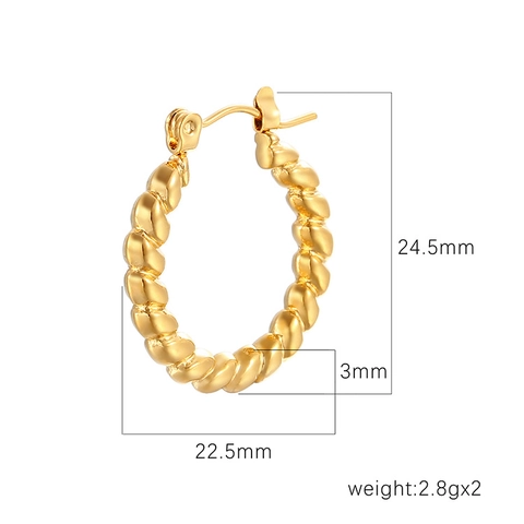 Orecchini A Cerchio Intrecciati Minimalisti In Acciaio Inossidabile Placcato Oro Geometrico Lucido Per Donna