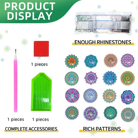 Kit Adesivi Pittura Diamante DIY Motivo Mandala Fiore Resina Strass Decorativi Frigorifero Arte Fai Da Te