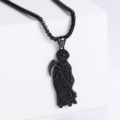 Collana Con Pendente Santa Muerte Mietitore Acciaio Inossidabile 304 Gioielli Religiosi Gotici Retro Uomo Donna